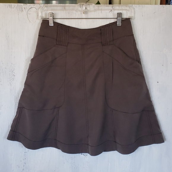 HD Paris anthropologie brown line A mini skirt 6 - Picture 1 of 7